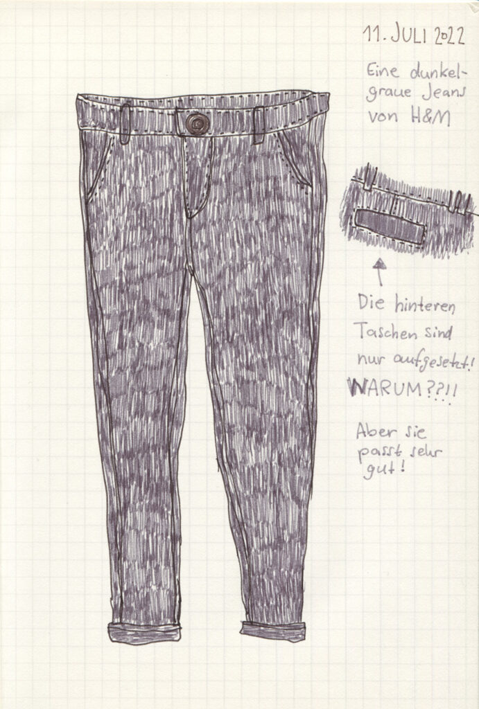 Eine dunkelgraue Jeans von H & M